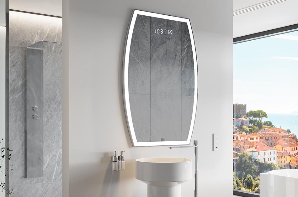 Epäsäännöllisen muotoinen peili, jossa on pehmeä valaistus tyylikkäisiin sisätiloihin | ARTFORMA