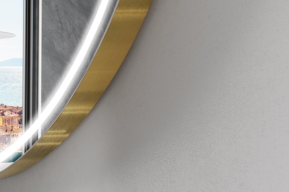 Epäsäännöllisen muotoinen peili, jossa on pehmeä valaistus tyylikkäisiin sisätiloihin | ARTFORMA