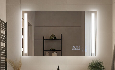 Suorakulmaiset klassiset peilit valaistuksella