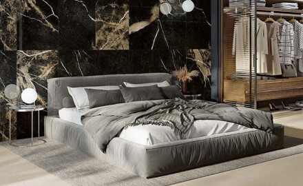 Lasitettu lattialaatta 60x120, musta, kultaisella juovalla, kiiltävä, rektifioitu A4H109 Pierre Black