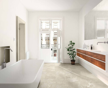 Lattialaatta 60x120, vaaleanharmaa, lämpimän beige sävy, juovainen, matta, A4H140 Ermetica Bianco