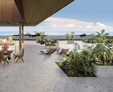 Lasitettu lattialaatta 120x280 cm, harmaa, mattapintainen, rektifioitu terrazzo, A4H416 Ceppo Di Gre Multi