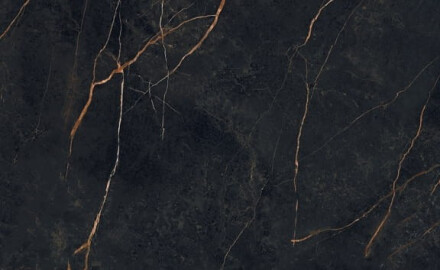 Suurikokoinen 120x280-kokoinen musta marmorikivi, jossa on kultaisia juovia, kiiltävä pinta, A4H474 Sant Loreno