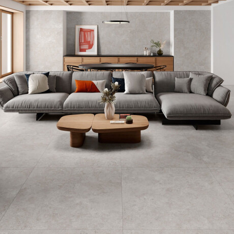 Lattialaatta 100x100, poikittain leikattu matta travertiini, harmaa A4H497 Chrono Grey #1