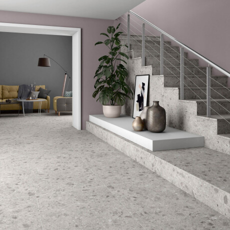 Lasitettu lattialaatta 60x120, harmaa, matta, rektifioitu, A4H97, terrazzo #10