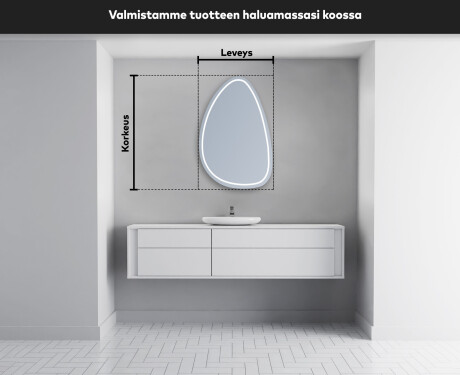 Epäsäännöllisen muotoinen LED-kylpyhuonepeili B223 #5