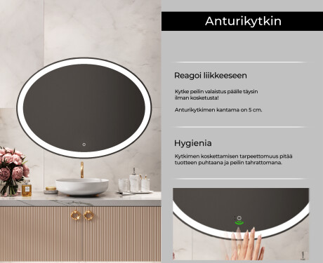 Vaakasuora LED-valaistus Custom Mirror Kylpyhuoneen valaistus L74 #4