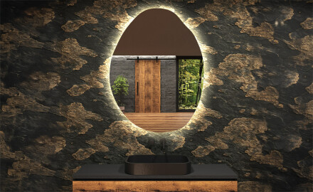 Epäsäännöllisen muotoinen LED-kylpyhuonepeili U221