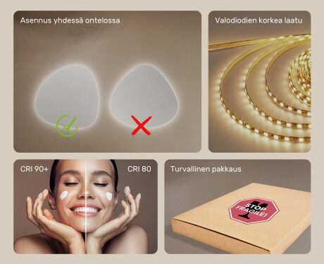 Epäsäännöllisen muotoinen LED 74x74cm kylmän sävyinen LED-valo 7000K, lämmin valo 3000K tai neutraali valo 4500K #5