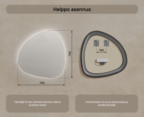 Epäsäännöllisen muotoinen LED 74x74cm kylmän sävyinen LED-valo 7000K, lämmin valo 3000K tai neutraali valo 4500K #7