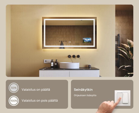 Kylpyhuoneen Peili Led-valoilla L15 120x80cm - SmartScreen, DualColor, Lämmitysmatto #6