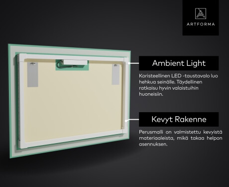 Kylpyhuoneen Peili Led-valoilla L58 #2