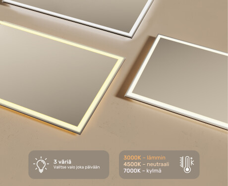 Kylpyhuoneen Peili Led-valoilla 120x70cm kylmän sävyinen LED-valo 7000K, lämmin valo 3000K tai neutraali valo 4500K #3