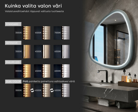 Epäsäännöllinen LED-peili kiiltävällä MDF-kehyksellä L308 #5