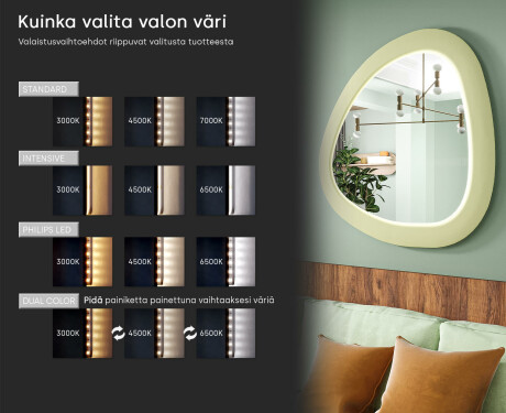 LED-peili epäsäännöllisellä muodolla ja lakatulla MDF-kehyksellä L308 #5