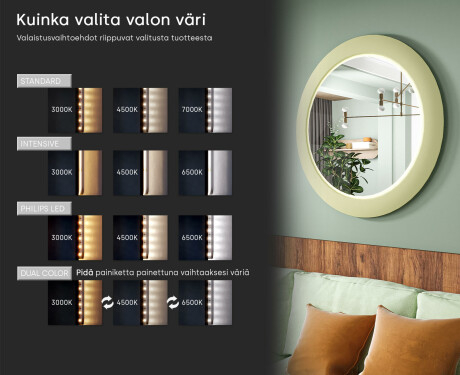 LED-peili MDF:llä pyöreässä, lakatussa kehyksessä L306 #5