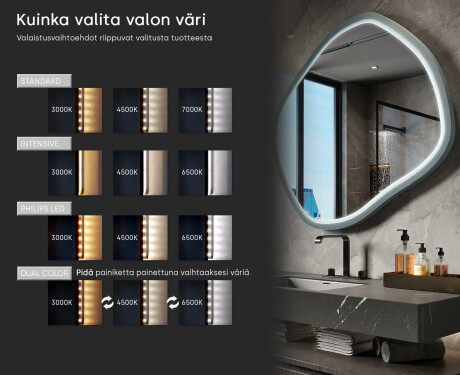Vinoneliön muotoinen LED-peili lakatussa MDF-kehyksessä L309 #5