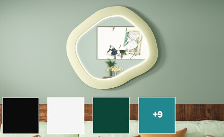 Tyylikäs LED-peili MDF-kehyksellä ja geometrisella muodolla L309
