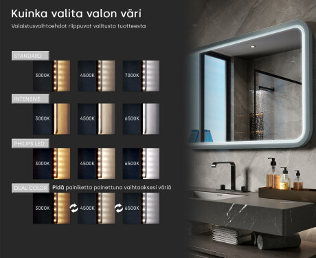 Pyöristetty LED-peili lakatussa MDF-kehyksessä L305 #5