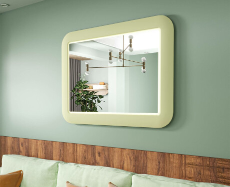 Pyöristetty LED-peili kiiltävässä MDF-kehyksessä L305