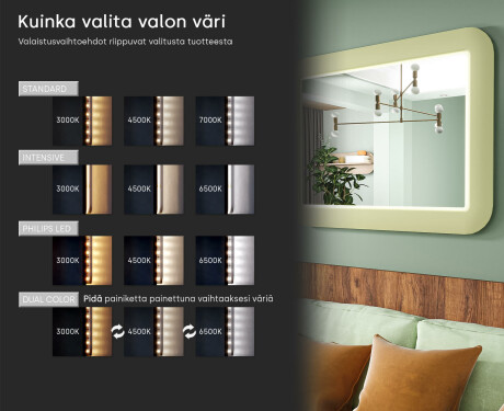 Pyöristetty LED-peili kiiltävässä MDF-kehyksessä L305 #5