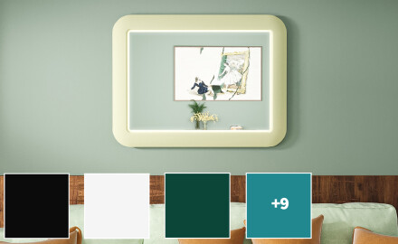 Pyöristetty LED-peili kiiltävässä MDF-kehyksessä L305