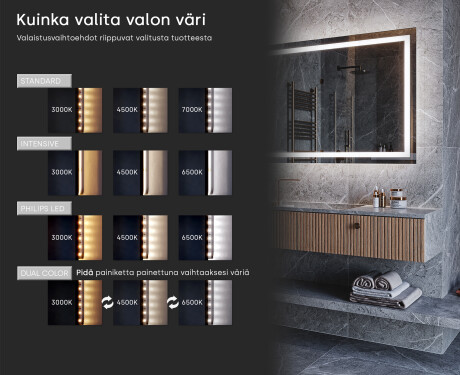 LED-kylpyhuonepeili WoodenFrame-kehyksellä, Oslo-tammen värissä #10