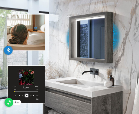 LED-kylpyhuonepeili WoodenFrame-kehyksellä, Oslo-tammen värissä #6