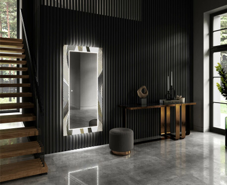 LED-Valaistuksella Varustettu Koristeellinen Peili Eteiseen - Waves #2