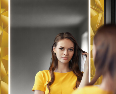 LED-Valaistuksella Varustettu Koristeellinen Peili Eteiseen - Gold Triangles #12