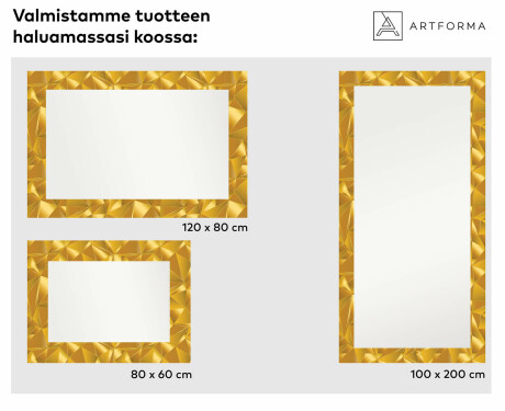 LED-Valaistuksella Varustettu Koristeellinen Peili Eteiseen - Gold Triangles #2