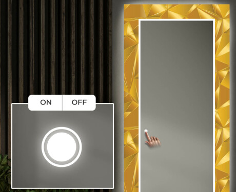 LED-Valaistuksella Varustettu Koristeellinen Peili Eteiseen - Gold Triangles #4