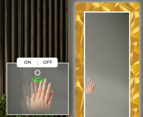 LED-Valaistuksella Varustettu Koristeellinen Peili Eteiseen - Gold Triangles #5