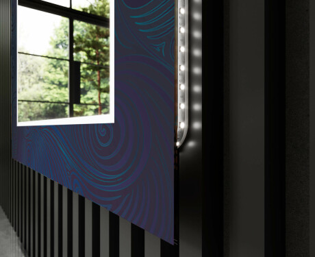 Taustavalaistu Koristeellinen Peili Kylpyhuoneeseen - Blue Drawing #11