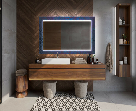 Taustavalaistu Koristeellinen Peili Kylpyhuoneeseen - Blue Drawing #12