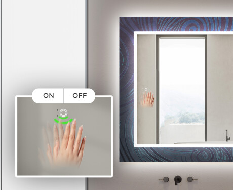 Taustavalaistu Koristeellinen Peili Kylpyhuoneeseen - Blue Drawing #5