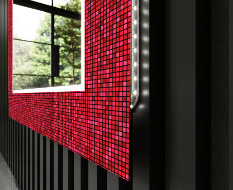 Taustavalaistu Koristeellinen Peili Kylpyhuoneeseen - Red Mosaic #11