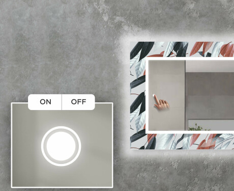 LED-Valaistuksella Varustettu Koristeellinen Peili Olohuoneeseen - Leaves #4