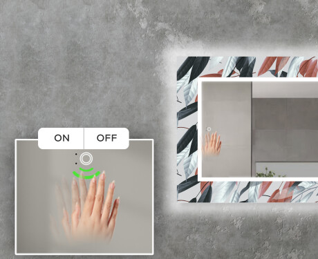 LED-Valaistuksella Varustettu Koristeellinen Peili Olohuoneeseen - Leaves #5