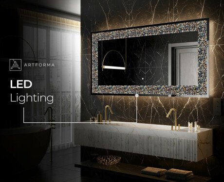 Taustavalaistu Koristeellinen Peili LED - Natural Stones #9
