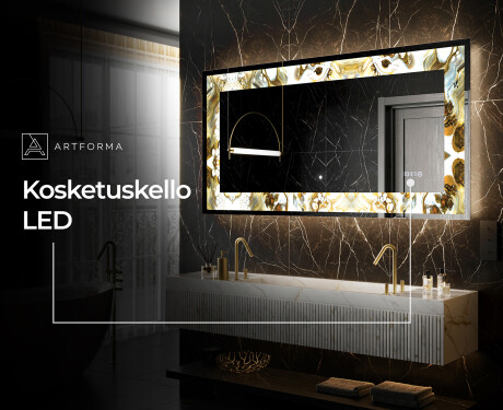 Taustavalaistu Koristeellinen Peili LED - Golden Streaks #8