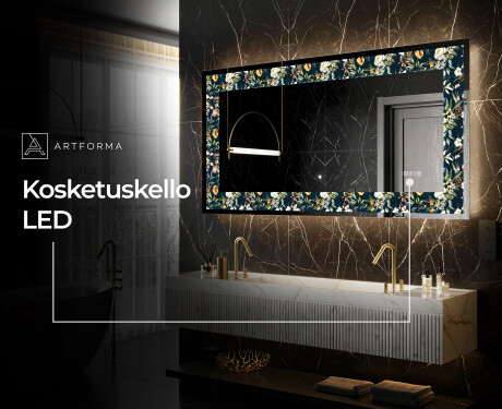 Taustavalaistu Koristeellinen Peili LED - Cascading Flowers #6
