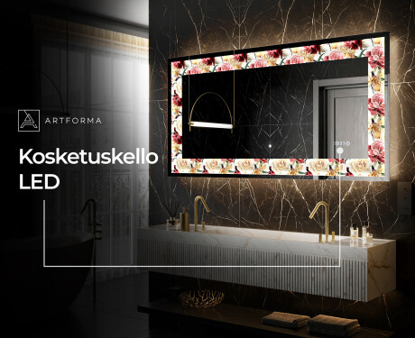Taustavalaistu Koristeellinen Peili LED - Flowers Full Of Colors #6