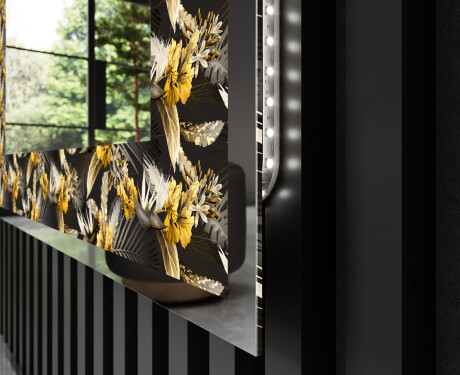 Taustavalaistu Koristeellinen Peili LED - Floral Symmetries #3