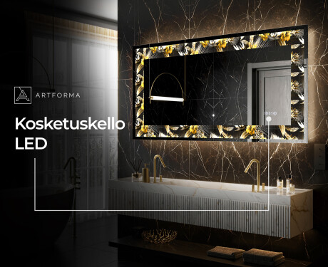 Taustavalaistu Koristeellinen Peili LED - Floral Symmetries #6
