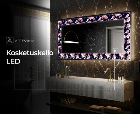 Taustavalaistu Koristeellinen Peili LED - Floral Layouts #6