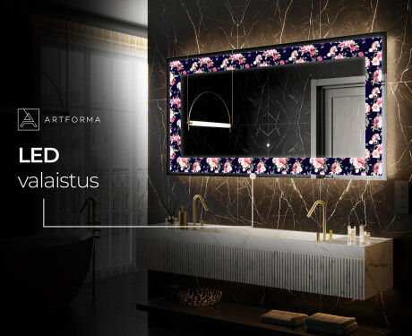 Taustavalaistu Koristeellinen Peili LED - Floral Layouts #8
