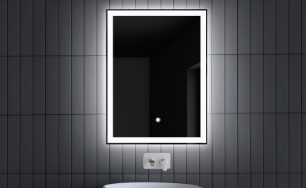 Suorakulmainen LED-valaistuspeili L01, 60x80 cm, kosketuskytkin