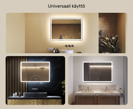 Kylpyhuoneen Peili Led-valoilla 100x70cm kanssa Dual color, Kosketuskytkin, Lämmitysmatto, Bluetooth-kaiutin - L141 #2