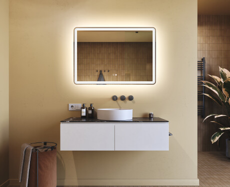 Kylpyhuoneen Peili Led-valoilla 100x70cm kanssa Dual color, Kosketuskytkin, Lämmitysmatto, Bluetooth-kaiutin - L141 #9